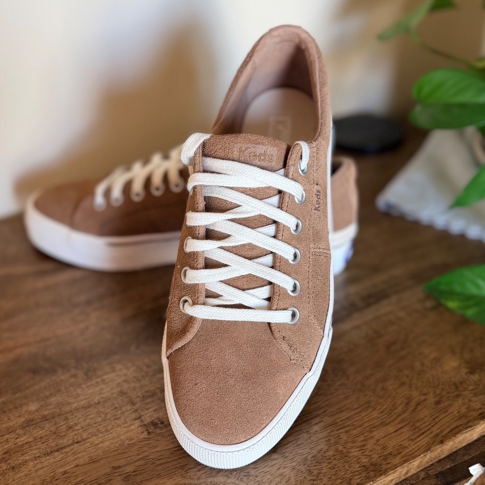 Keds Jump Kick Duo Women Size 8 Tan Suede Platform Sneaker Lace Up Casual Preppy